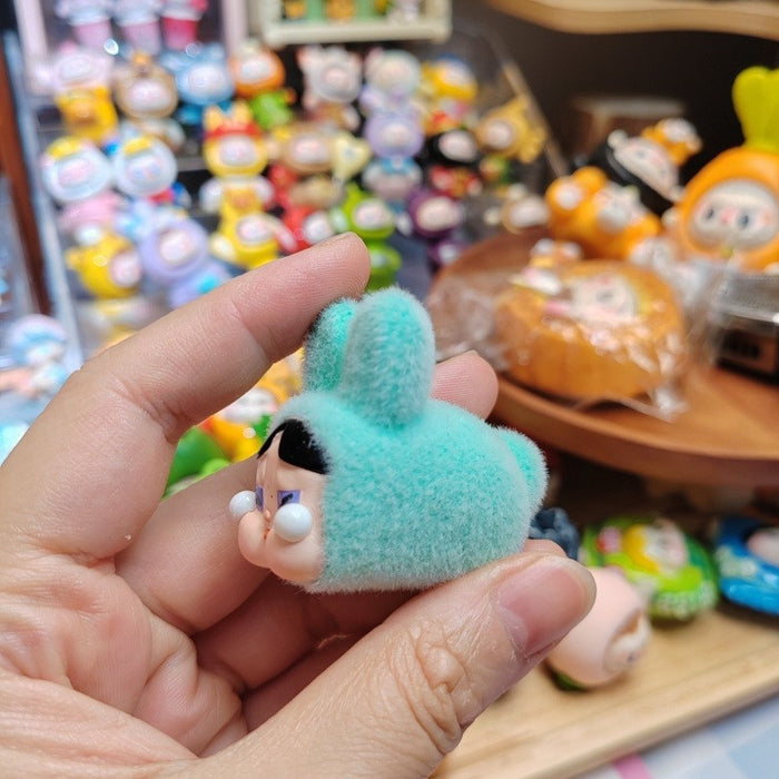 Wholesale Cartoon cute flocked PVC keychain toy