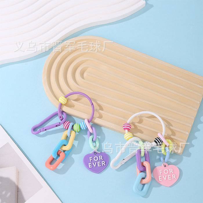 Wholesale Colorful creative couple love chain keychain handmade DIY girls doll bag pendant accessories