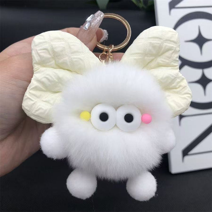 Wholesale Cute plush butterfly knot charcoal ball pendant keychain