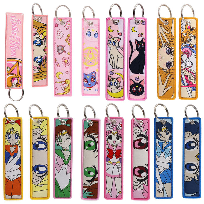 Wholesale Cartoon Label Keychain Lanyard Campus Access Woven Fabric Handmade