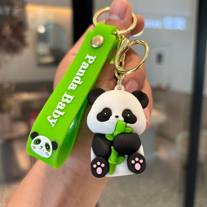 Wholesale Bamboo Panda Silicone Cartoon Doll Keychain JDC-KC-PengYu022