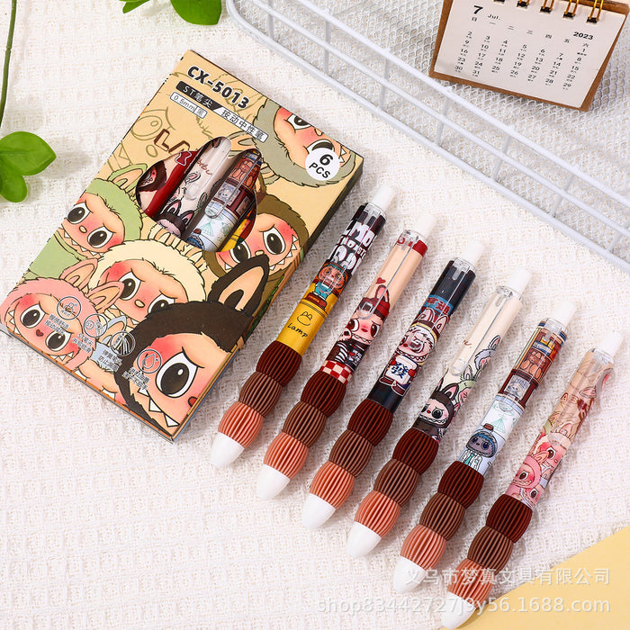 Wholesale 6pcs/ box Quick-drying Gel Pen Pressing Reducing Burden Pen Carbon Black Pen Cartoon