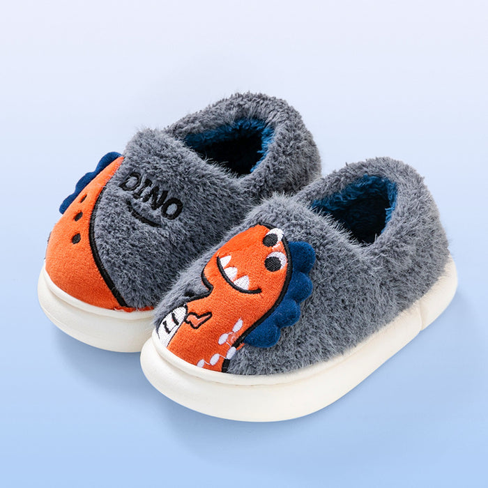 Wholesale Winter Children' s Cotton Slippers Bag Heel Girls Boys Dinosaur Indoor F Slippers Kids Baby Anti-slip Cotton Shoes