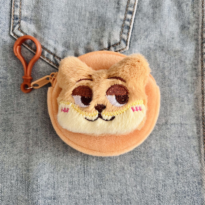 Wholesale Cute Cartoon Plush Portable Round Wallet