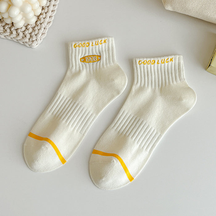 Wholesale Socks, tube socks, versatile embroidery, retro college style, casual, comfortable, breathable, sports socks, short socks, boat socks