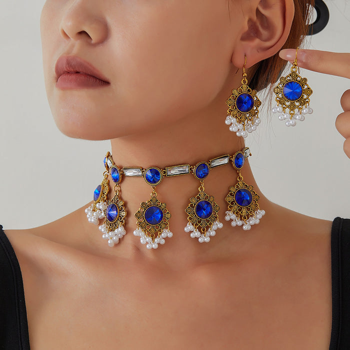Wholesale Bohemian Ethnic Style Turquoise Necklace and Earrings