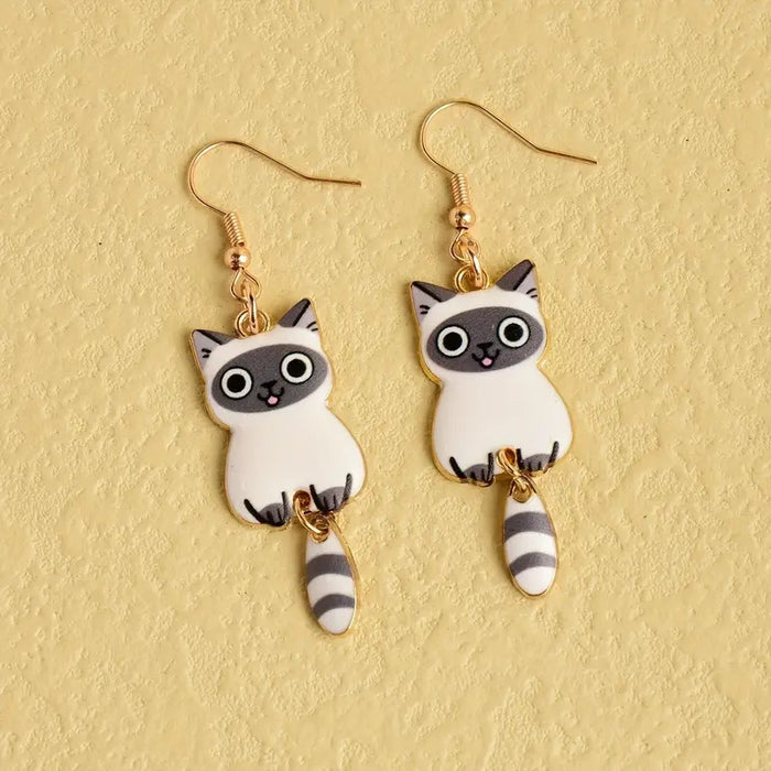 Wholesale Cartoon Cute Kitten Alloy Earrings JDC-ES-HaoH002