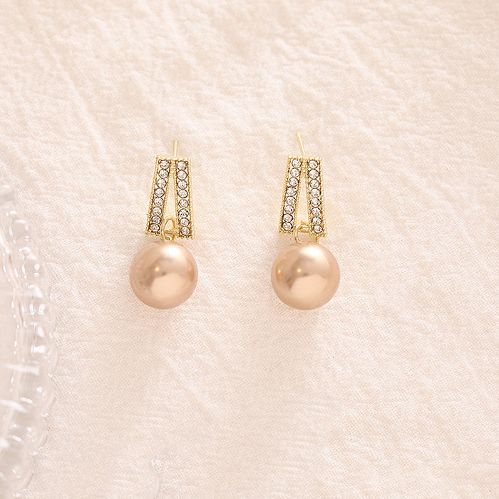 Wholesale Alloy Double Pearl Diamond Earrings JDC-ES-MYY010