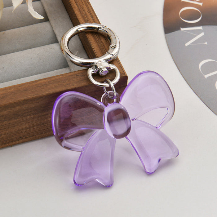 Wholesale Candy-colored acrylic bow keychain