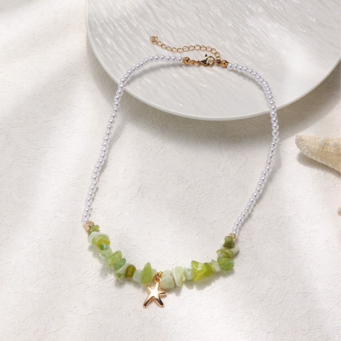 Wholesale Crabs, seahorses, starfish, seashells, soft pottery woven necklace, natural stone bracelet for women