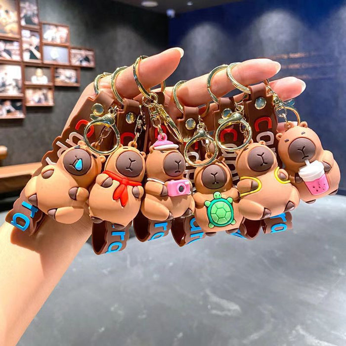 Wholesale Cartoon Capybara Keychain Cute Plush Pendant Fashion Accessory MOQ≥2
