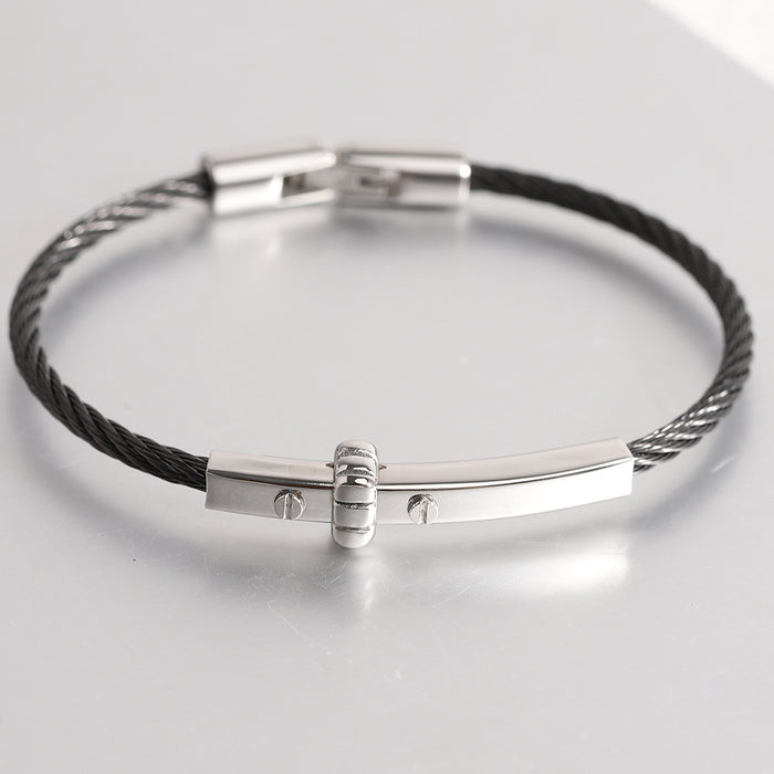 Wholesale Cross border Simple and Versatile Titanium Steel Circular 3MM Cable Bracelet Fashion Steel Wire Bracelet