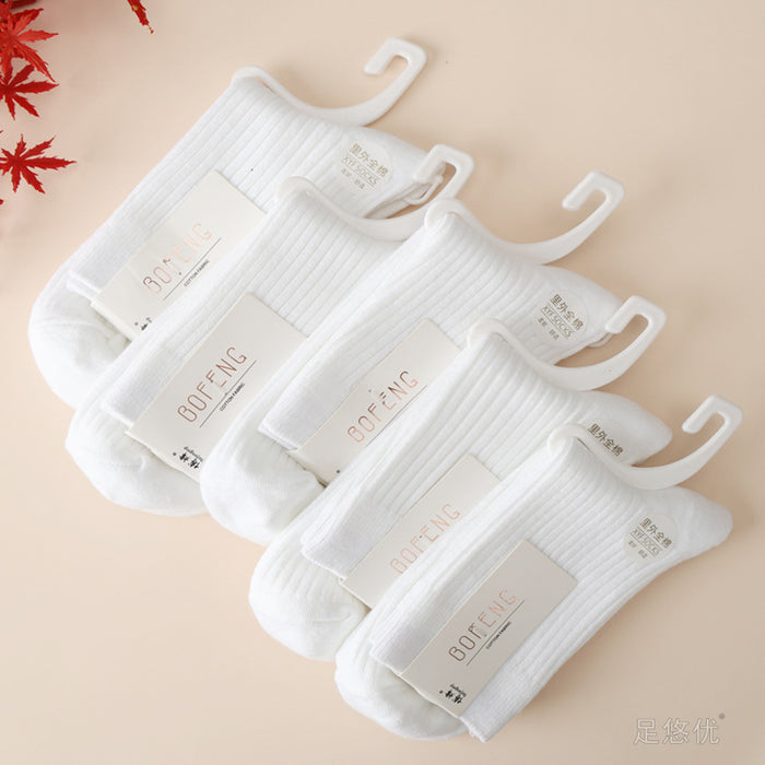 Wholesale Socks made of pure cotton, versatile in the middle tube, double needle long socks, thick socks, simple and solid color