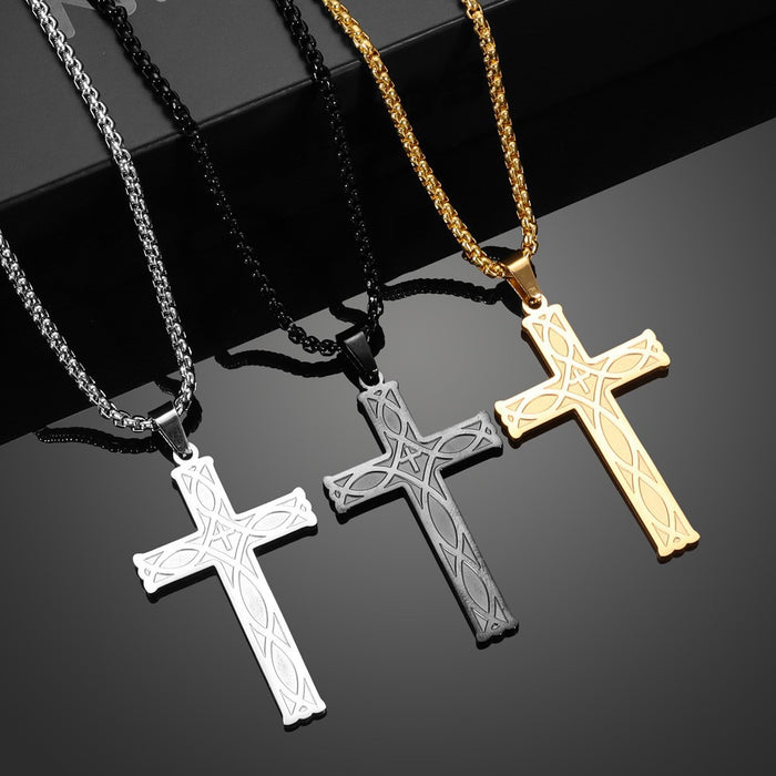 Wholesale Titanium Steel Simple Cross Necklace JDC-NE-FengH002