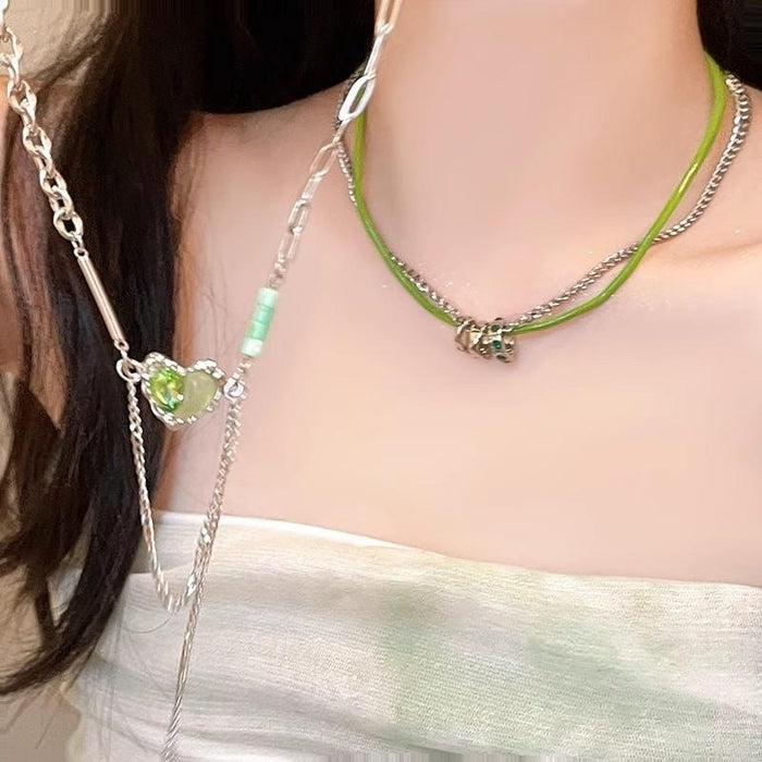Wholesale Green Double-layer Small Man Waist Necklace