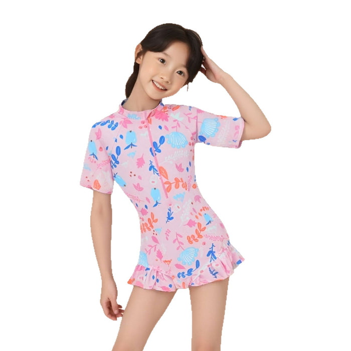 Wholesale Children's swimsuits, girls' cute floral one-piece swimsuits, children's high bounce comfortable quick drying swimsuits, girls' swimming