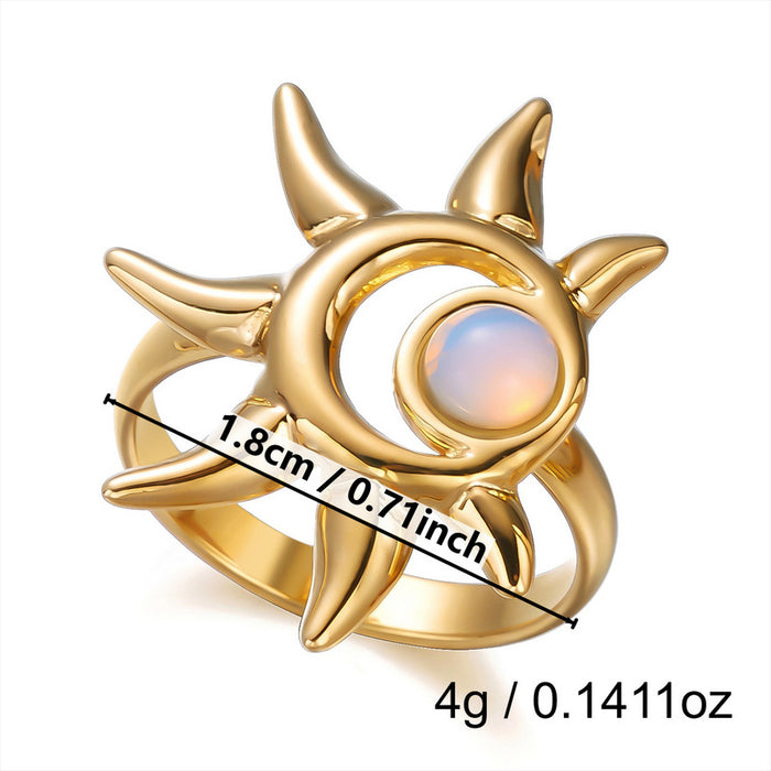 Wholesale Butterfly Sun Open Ring Stainless Steel Gold Plated Fashion Jewelry Accessory