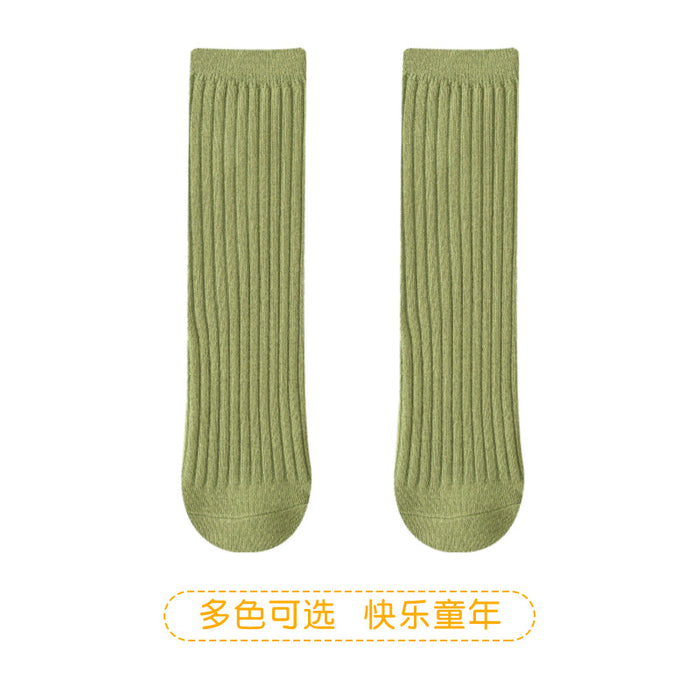 Wholesale of New Double Needle Long Socks for Boys and Girls in Spring and Autumn Solid Color Breathable Cotton Baby Socks for Girls JDC-SK-SL008
