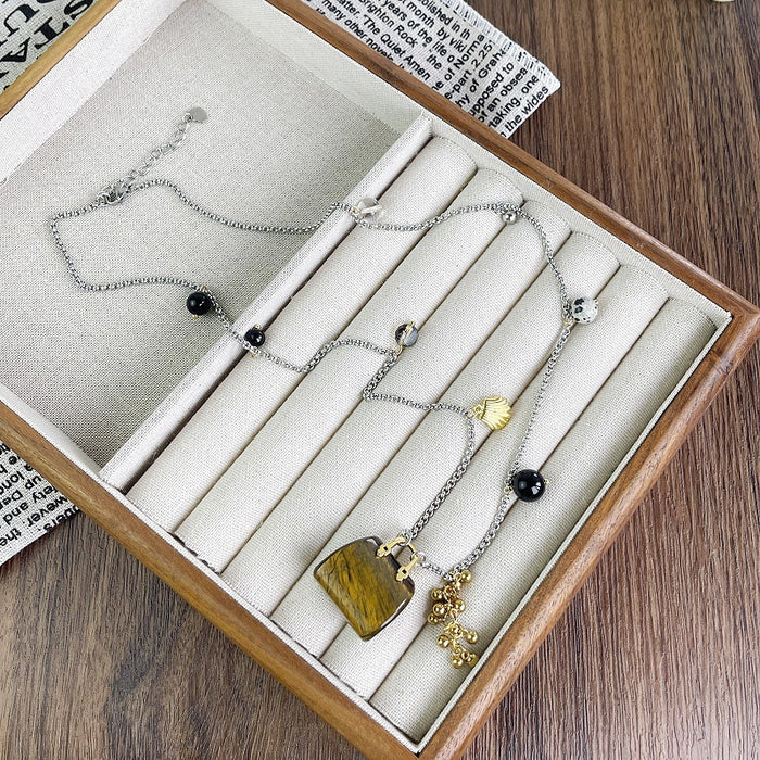 Wholesale Natural glass stone sweater chain,  long tiger eye bag necklace