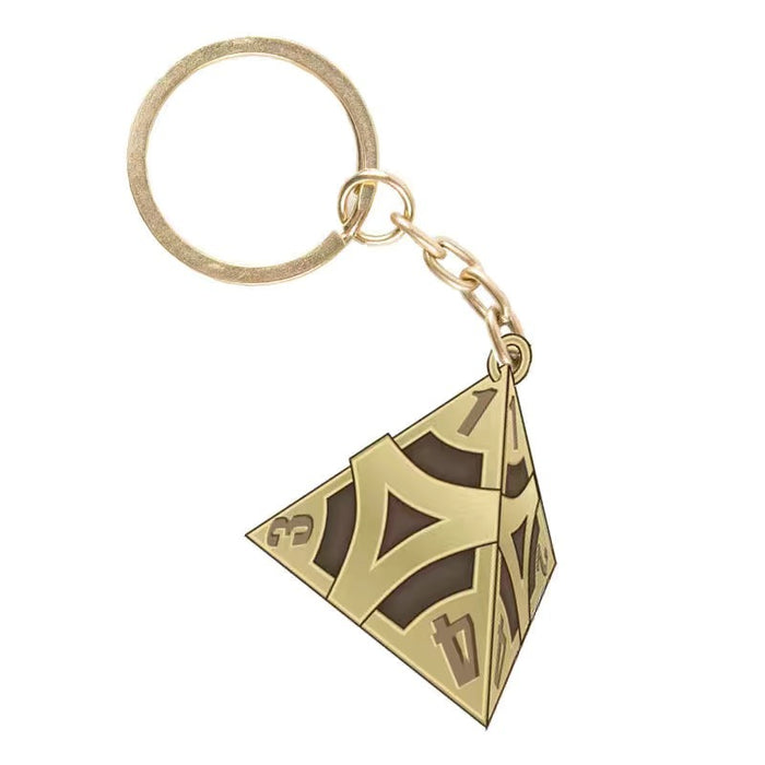 Wholesale Four sided dice triangle three-dimensional alloy keychain necklace pendant retro accessory