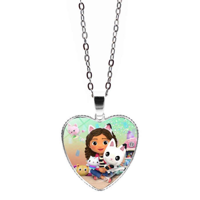 Wholesale Anime Gabby's Dollhouse Love Necklace Jewelry Girl Gift Cartoon Heart Pendant Sweater Chain JDC-NE-JY004