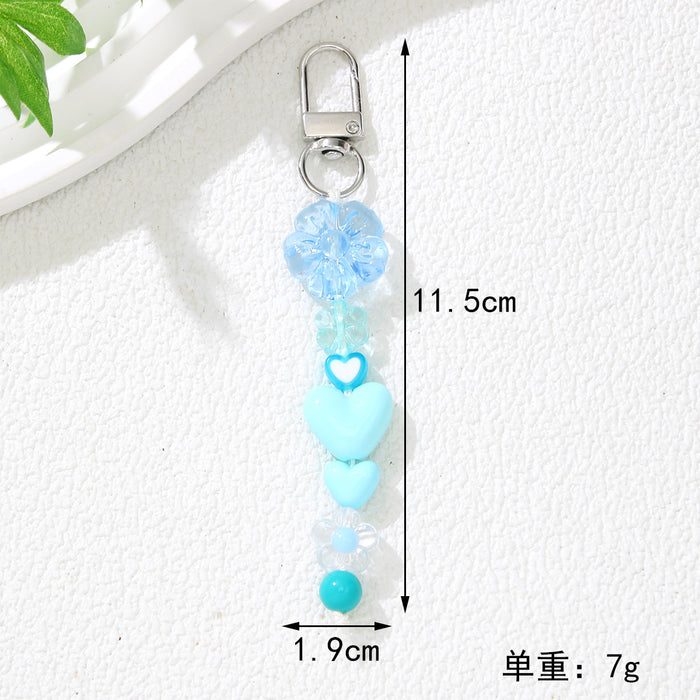 Wholesale Modern DIY Bead Keychain - Orange Plum Blossom &  Heart Motif Car Key Accessory