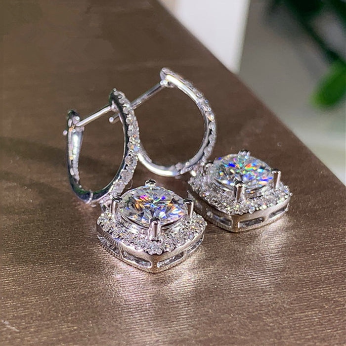 Wholesale Exquisite high-end micro inlaid zircon versatile fashionable ear buckle earrings square earrings wholesale