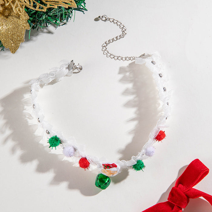 Wholesale Cloth Lace Pom-Pom Santa Pendant Necklace Fashion Jewelry Accessory MOQ≥2