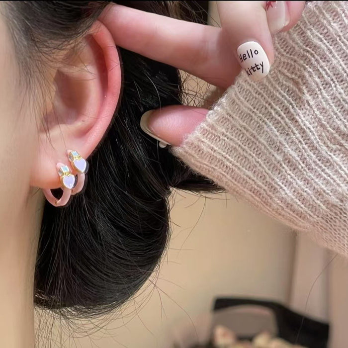 Wholesale New minimalist pink earrings with enamel drip oil circular earrings, compact and versatile, gentle and elegant