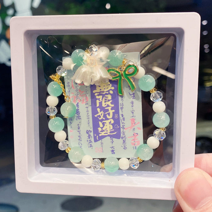 Wholesale Lily of the Valley Bow Glass Electroplated Bracelet