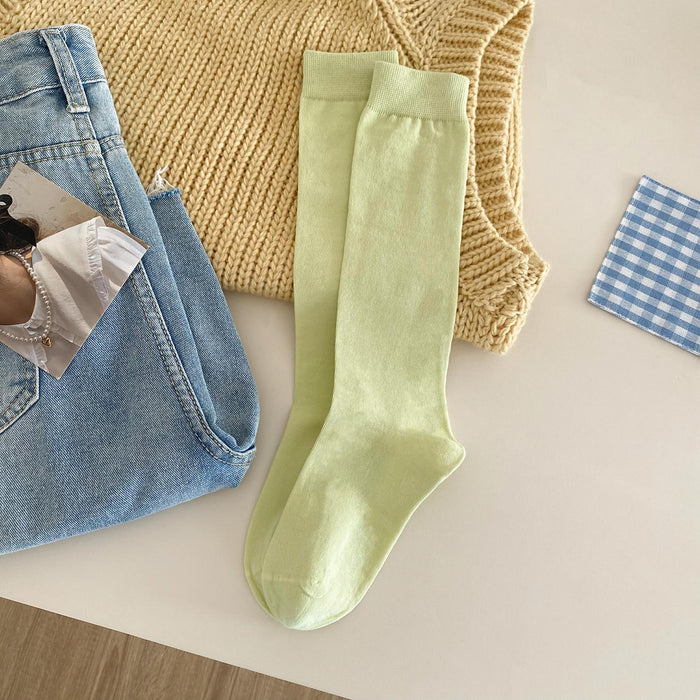 Wholesale Boneless socks, long tube socks, pure cotton solid color pile socks, calf socks