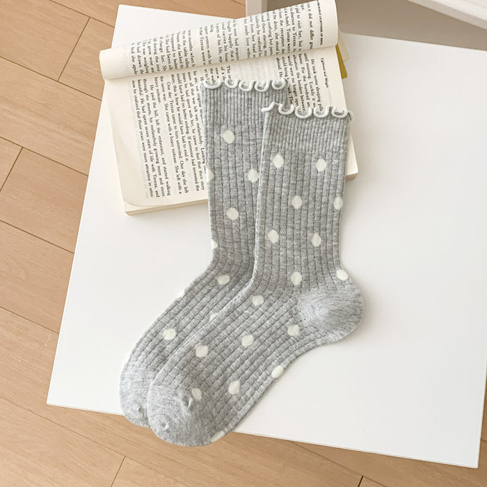 Wholesale Socks, polka dot versatile, mid tube socks, mesh stacking socks, cotton stacking socks, individually packaged