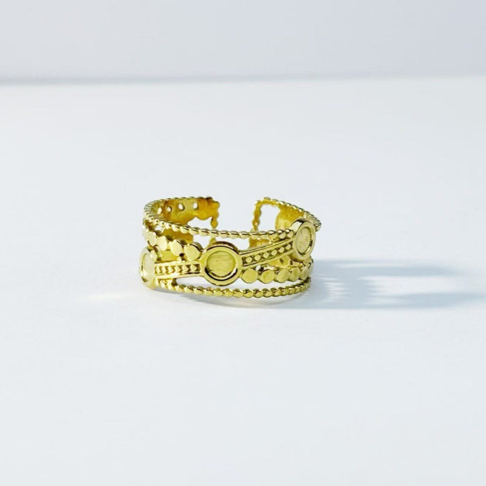 Wholesale Titanium steel ring with female hammer pattern gold plating that does not fade, exaggerated stainless steel finger