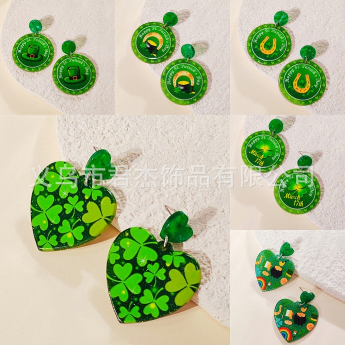 Wholesale Earrings Sparkling Pink Lucky Grass Eardrops Earrings Accessories