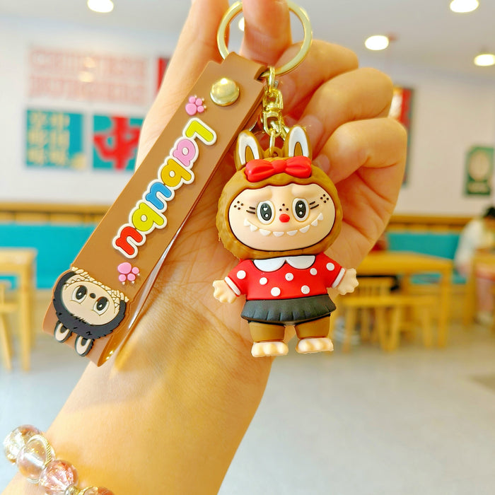 Wholesale New cross-dressing  cartoon keychain cute couple schoolbag pendant car keychain claw machine small gift