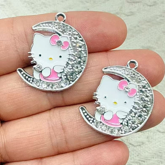 Wholesale 10PCS Cartoon Moon Cute Kitten Necklace Children' s Pendant