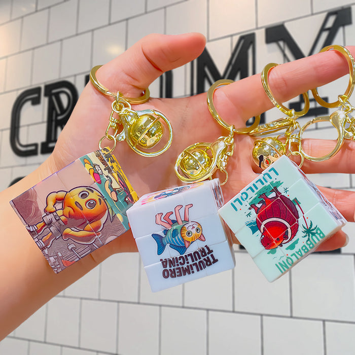 Wholesale Mini Rubik' s Cube Keychain Pendant Educational Toy Cartoon Keychain Small Gift