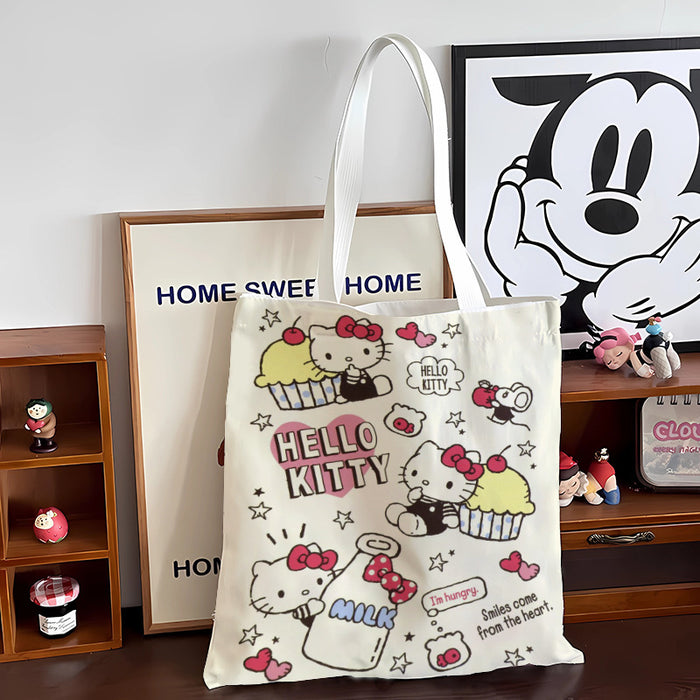 Wholesale Canvas Cute Cat Large Capacity Student Shoulder Bag