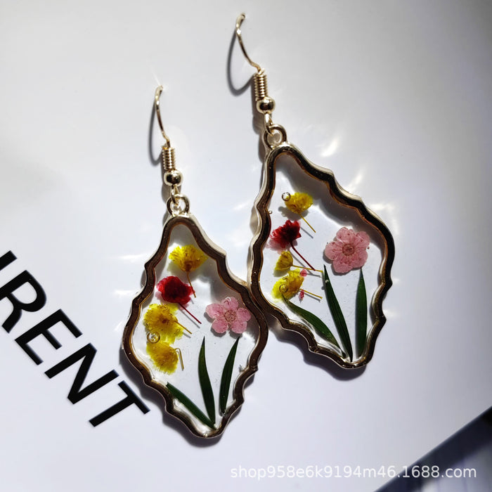 Wholesale Vintage new plant dried flower earrings with niche design, high-end feel, light luxury earrings, earrings, pendants, pendants