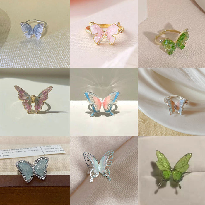 Wholesale Pink butterfly ring, light luxury temperament, niche design, high-end feel, ring ring design