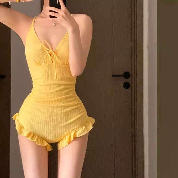 Wholesale New one-piece swimsuit, conservative swimsuit, long sleeved hoodie, hot spring