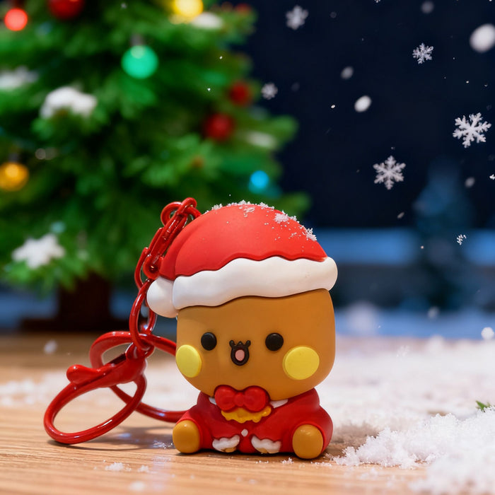 Wholesale PVC Christmas Bag Charm Keychain Cute Couple Pendant Holiday Gift MOQ≥10