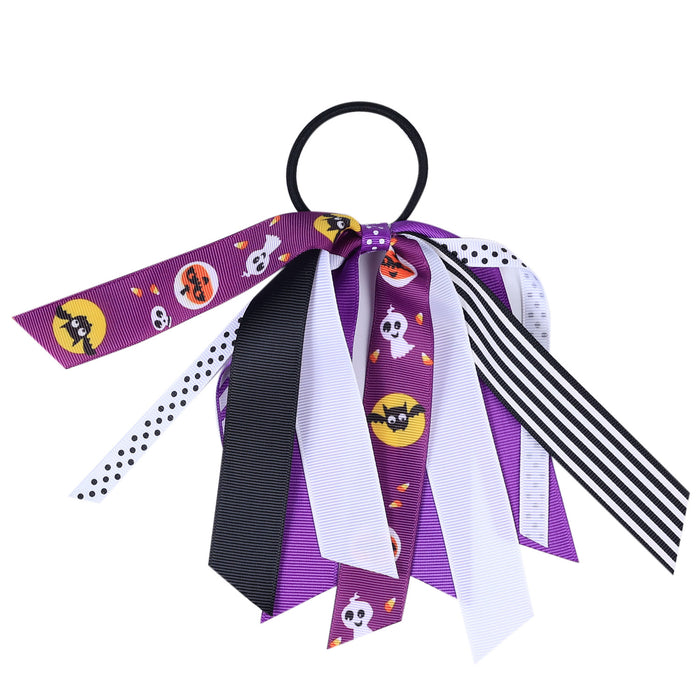 Wholesale Children' s Ribbon Hair Ring Girls  Color Split Hair Rope Pumpkin Pattern Rubber Band Hair Accessories
