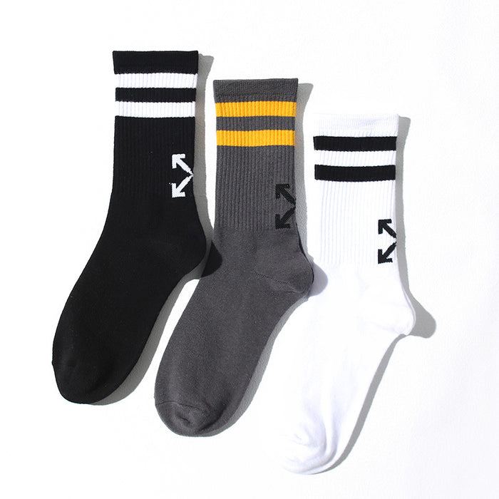 Wholesale Sports socks, two bar striped socks, skateboard socks, cotton socks, arrow socks, neutral socks