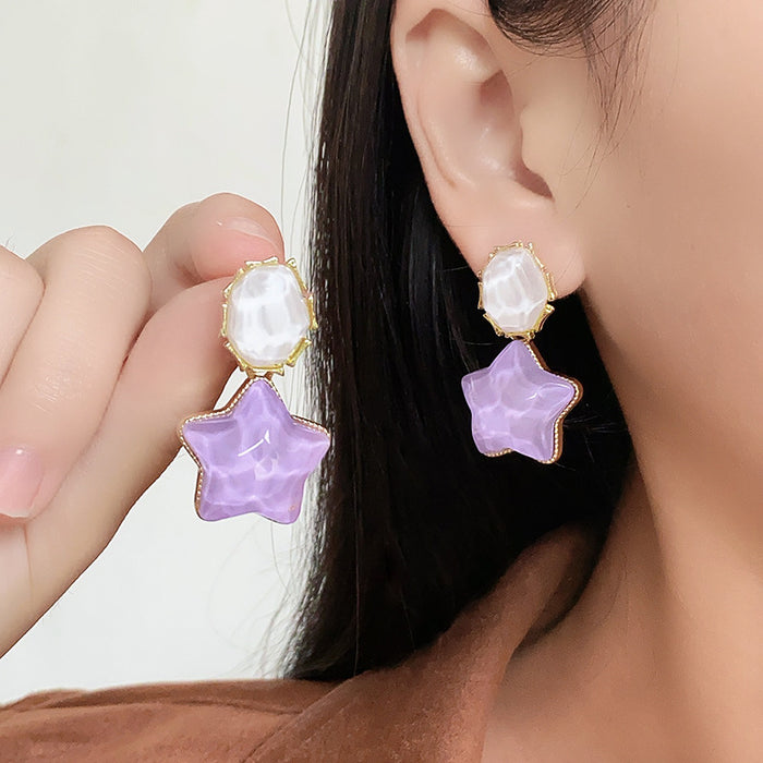 Wholesale Blue contrasting water ripple retro five-pointed star unique personality