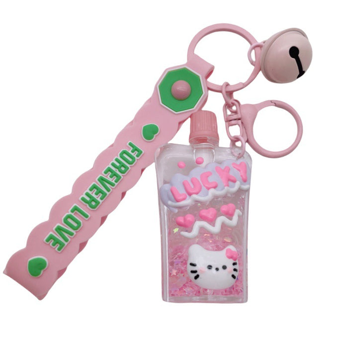 Wholesale Luminous bubble beads keychain cute liquid quicksand pendant school bag accessories small gift keychain