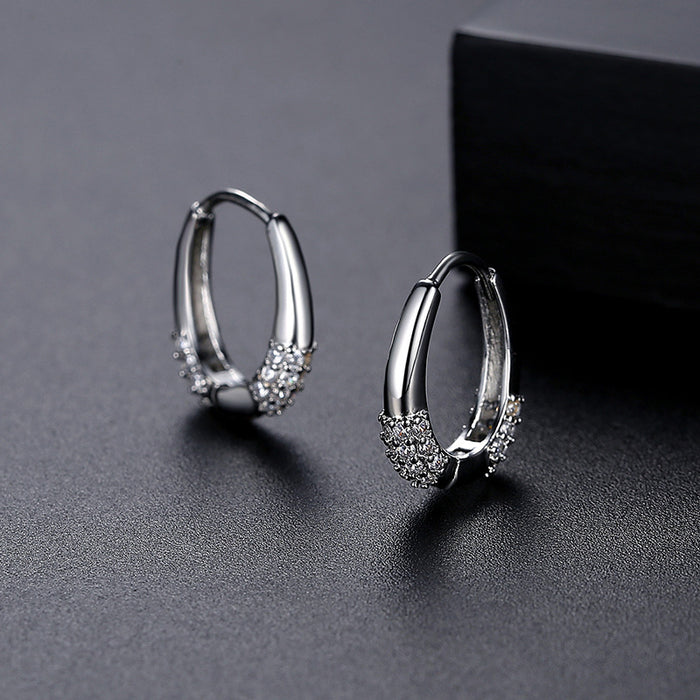 Wholesale Micro inlaid ear buckle new style simple and fashionable copper inlaid zircon ear buckle earrings