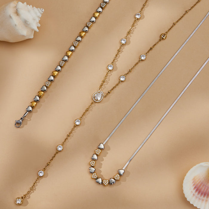 Wholesale Heart-shaped stainless steel bracelet,  necklace,  and clavicle chain
