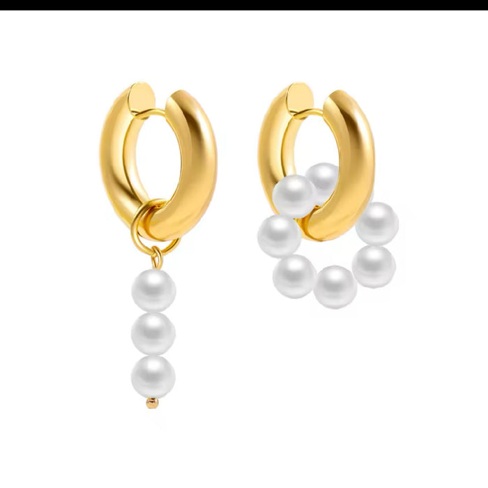 Wholesale Light luxury fashion shaped pearl earrings with retro, niche, high-end feel, ear loops, ear buckles, versatile earrings