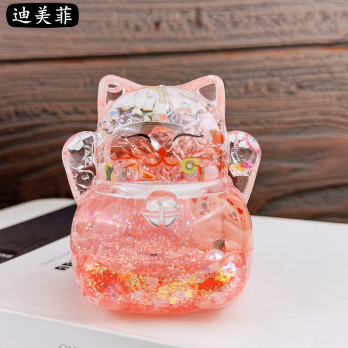 Wholesale Oil Drops Liquid Sand Bottle Acrylic Oil Ornaments Dripping Lucky Cat Oil Leakage Small Gift